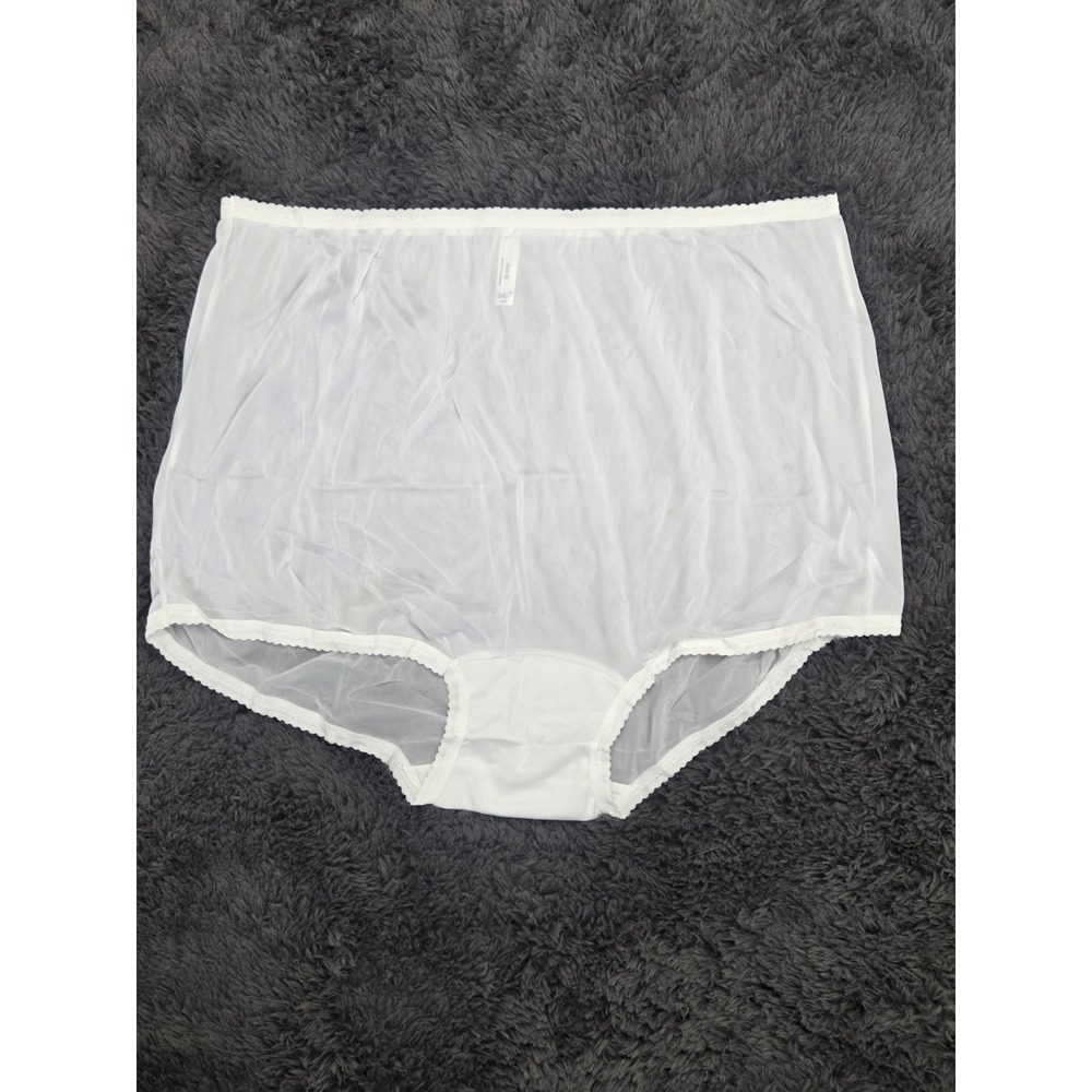 Bali Vintage Freeform Full Cut Silky Nylon Panties White Briefs 23467 Size 12